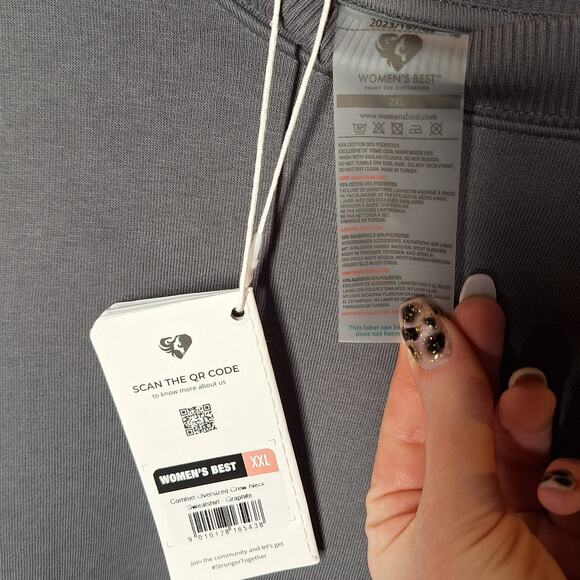 Women's best NEW Comfort Oversized Crew Neck sweatshirt XXL Graphite pullover - Picture 6 of 9